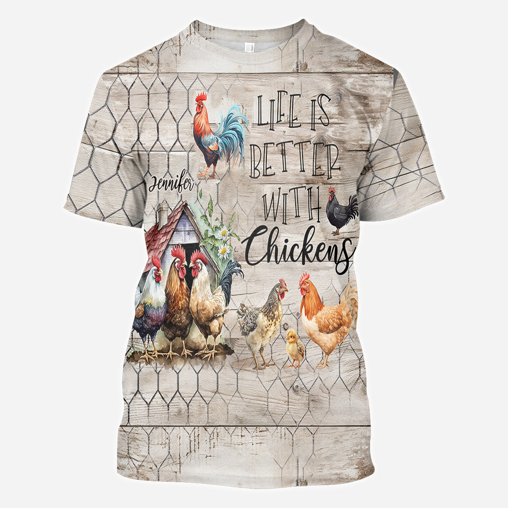 La vie est plus belle avec des poules - T-shirt personnalisé avec des poules