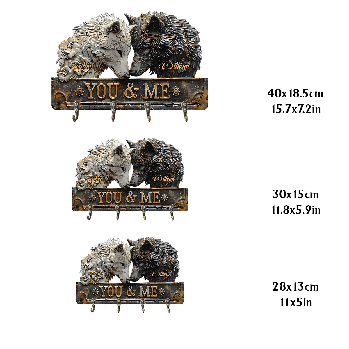 Toi et moi - Porte-clés personnalisé en forme de loup