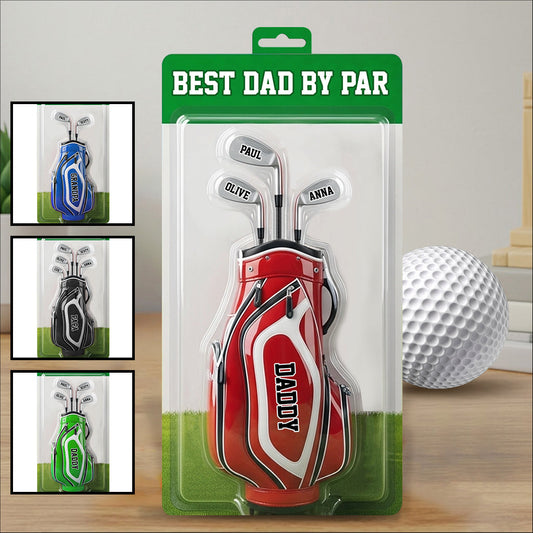 Meilleur papa selon le par - Plaque acrylique personnalisée de golf en forme de carte de crédit