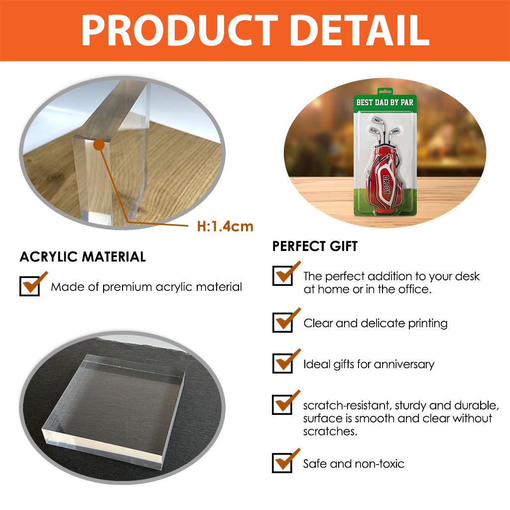 Best Dad By Par - Personalized Golf Custom Shaped Acrylic Plaque