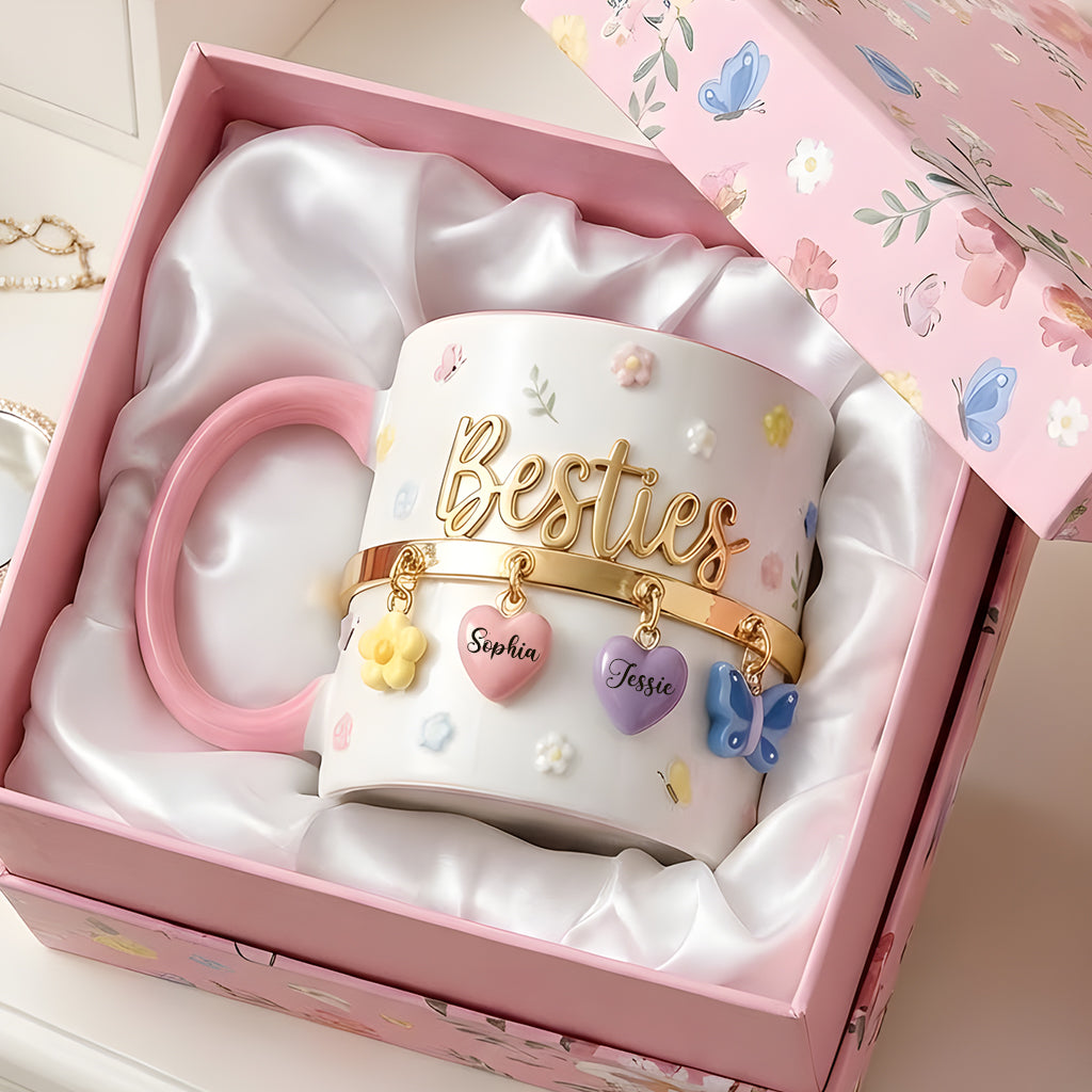 J'aimerais qu'on habite plus près. Cadeau idéal pour les meilleures amies : tasse et sous-verre personnalisés.
