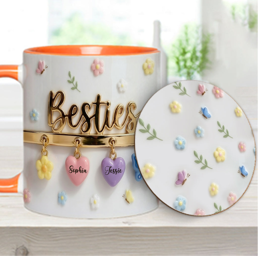 J'aimerais qu'on habite plus près. Cadeau idéal pour les meilleures amies : tasse et sous-verre personnalisés.