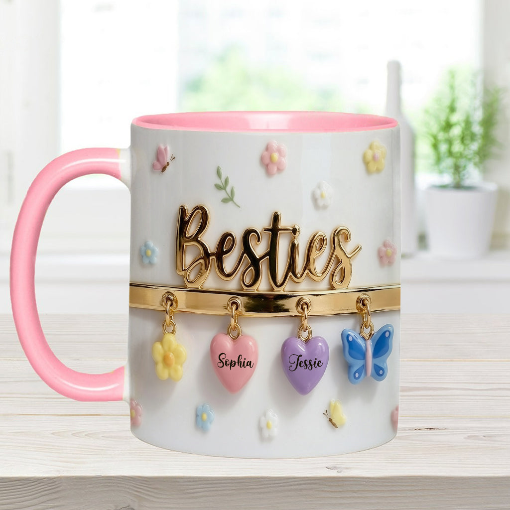 J'aimerais qu'on habite plus près. Cadeau idéal pour les meilleures amies : tasse et sous-verre personnalisés.