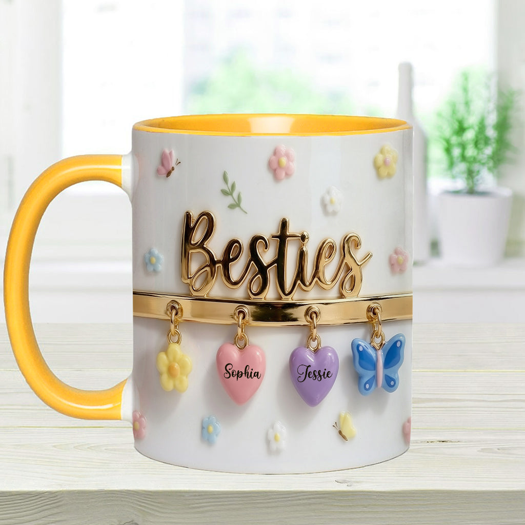 J'aimerais qu'on habite plus près. Cadeau idéal pour les meilleures amies : tasse et sous-verre personnalisés.