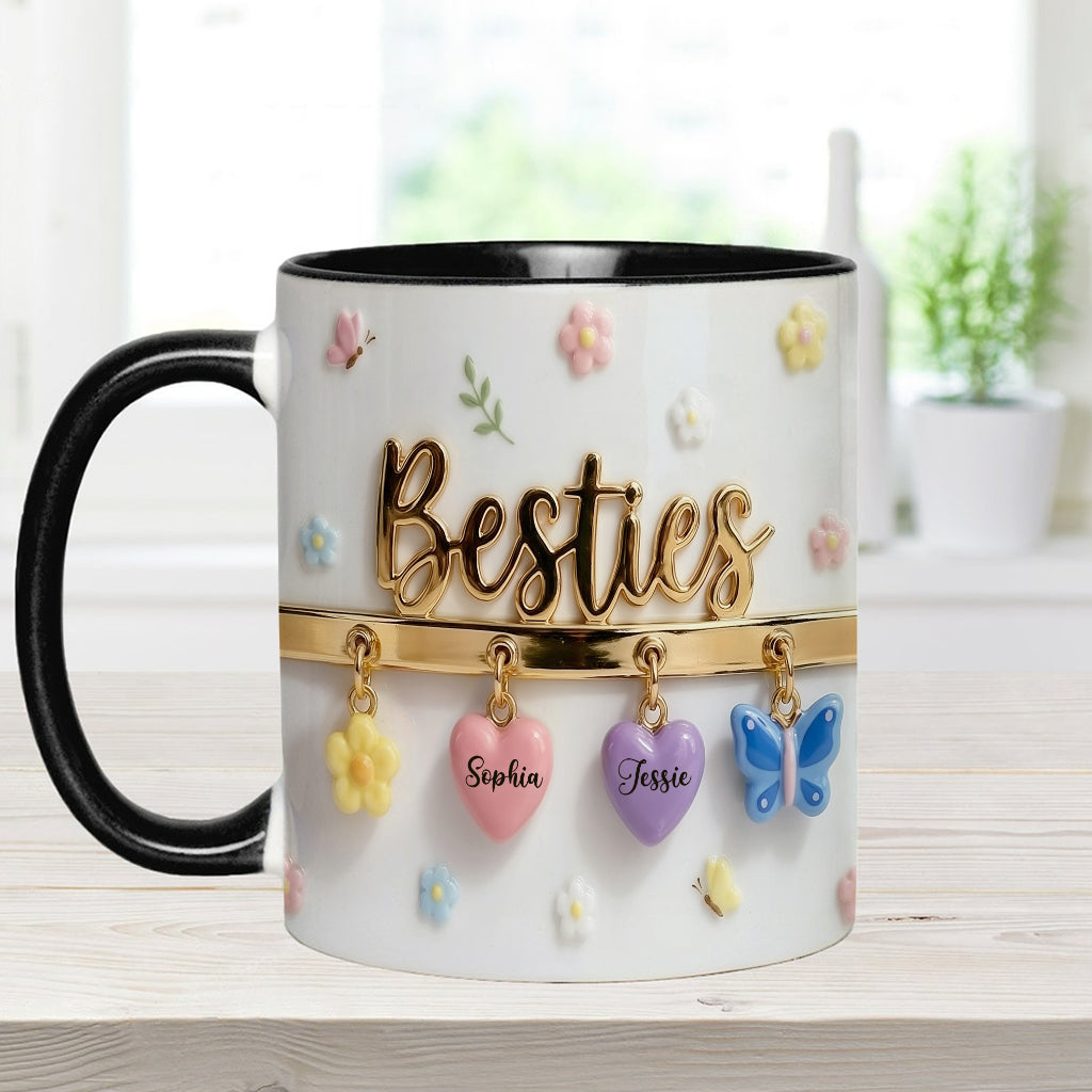 J'aimerais qu'on habite plus près. Cadeau idéal pour les meilleures amies : tasse et sous-verre personnalisés.