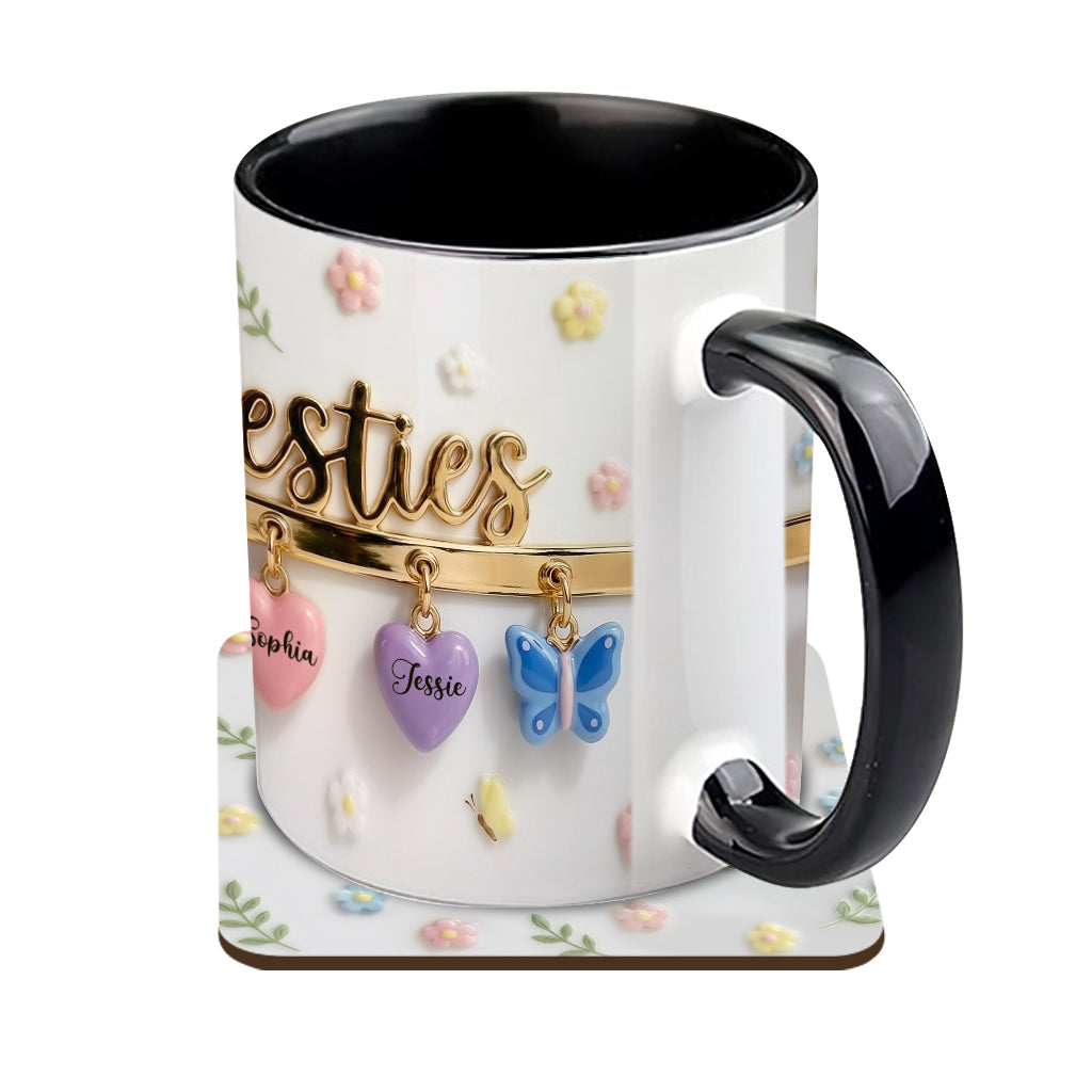 J'aimerais qu'on habite plus près. Cadeau idéal pour les meilleures amies : tasse et sous-verre personnalisés.
