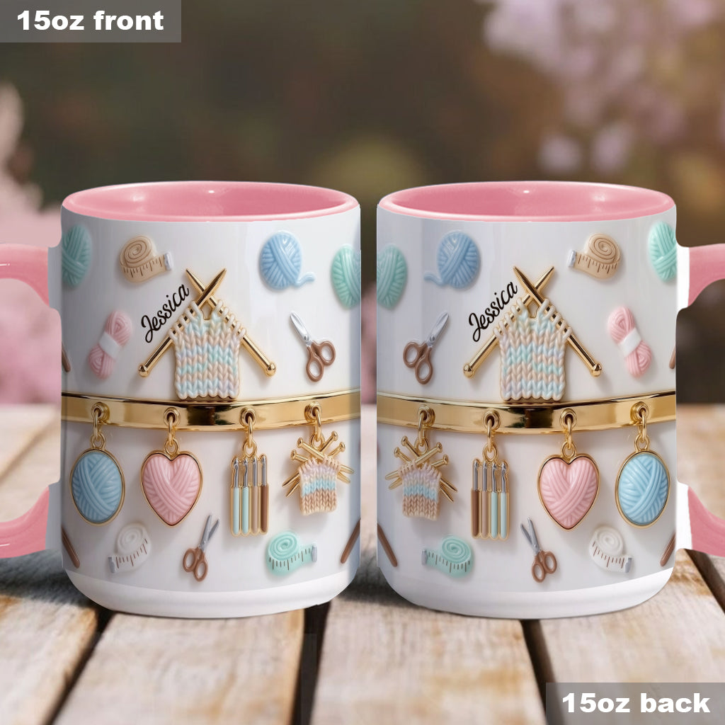 J'adore le crochet/tricot - Mug et sous-verre personnalisés avec motif crochet