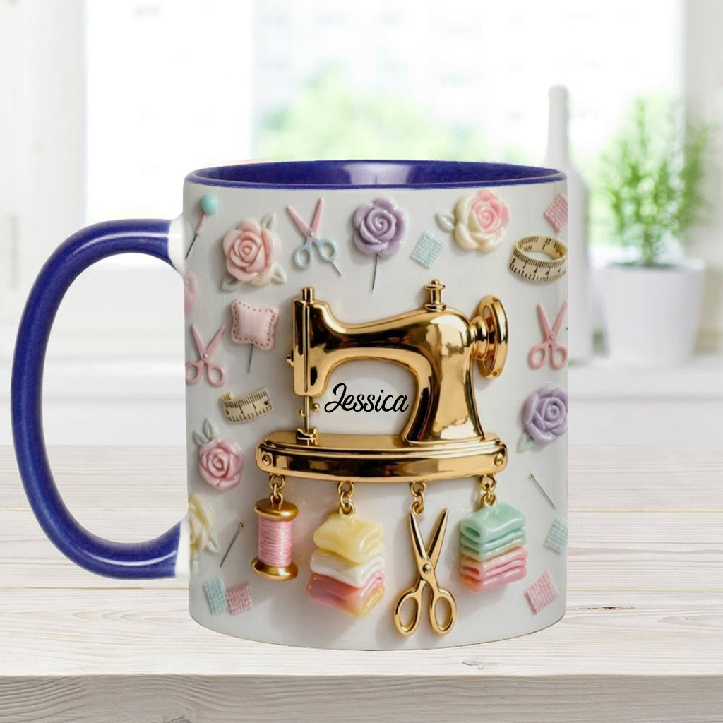 Cadeau idéal pour les passionnées de couture : tasse et sous-verre personnalisés sur le thème de la couture