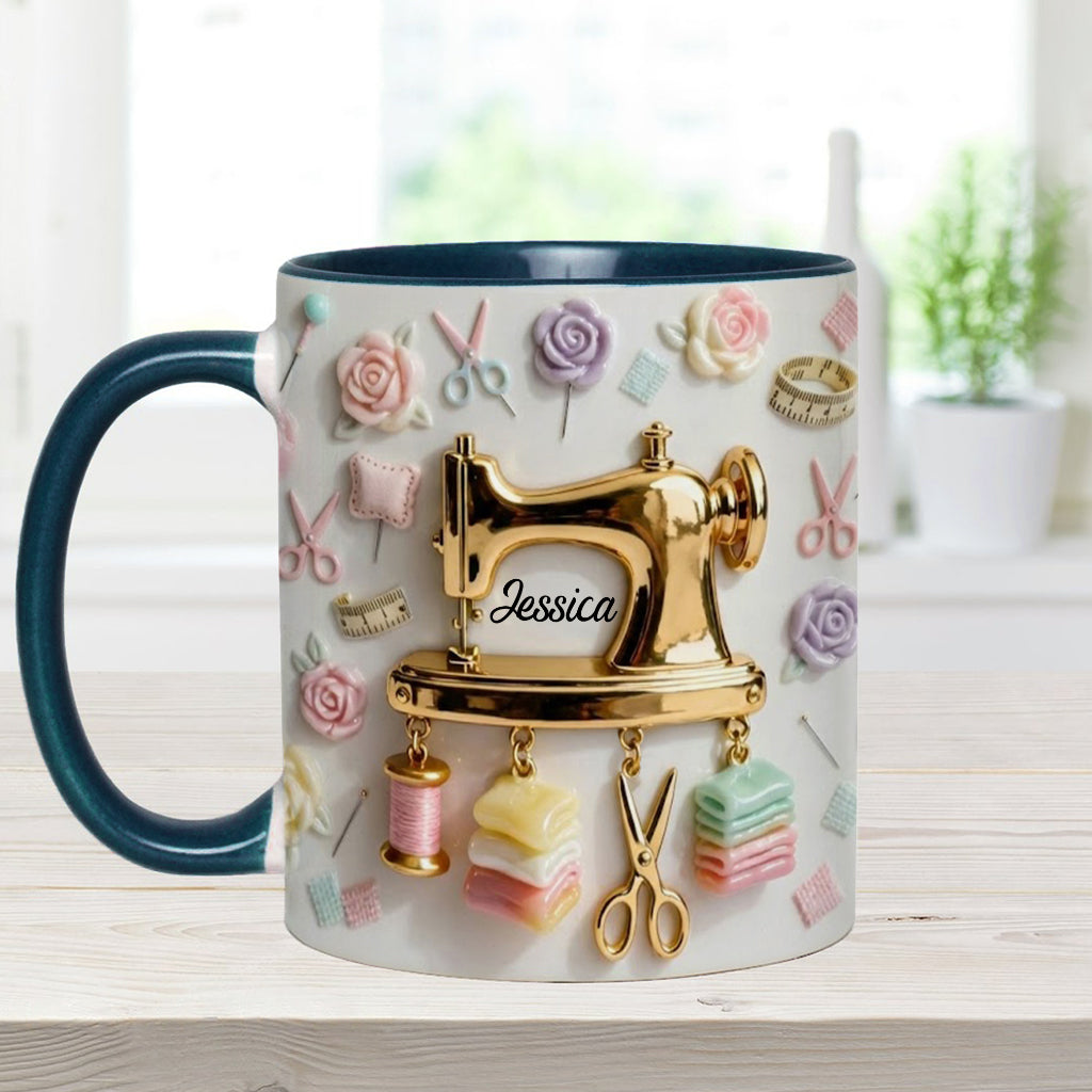 Cadeau idéal pour les passionnées de couture : tasse et sous-verre personnalisés sur le thème de la couture