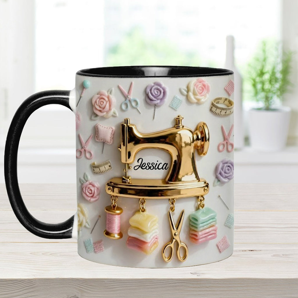 Cadeau idéal pour les passionnées de couture : tasse et sous-verre personnalisés sur le thème de la couture
