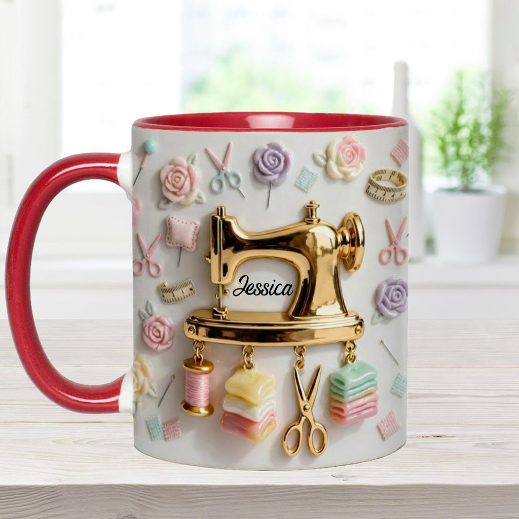 Cadeau idéal pour les passionnées de couture : tasse et sous-verre personnalisés sur le thème de la couture