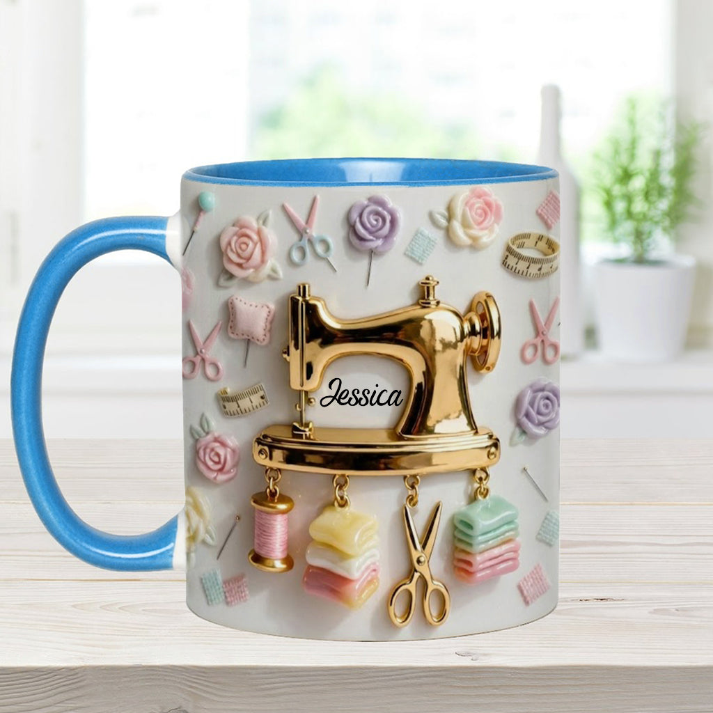 Cadeau idéal pour les passionnées de couture : tasse et sous-verre personnalisés sur le thème de la couture