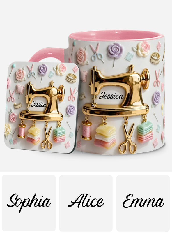 Cadeau idéal pour les passionnées de couture : tasse et sous-verre personnalisés sur le thème de la couture