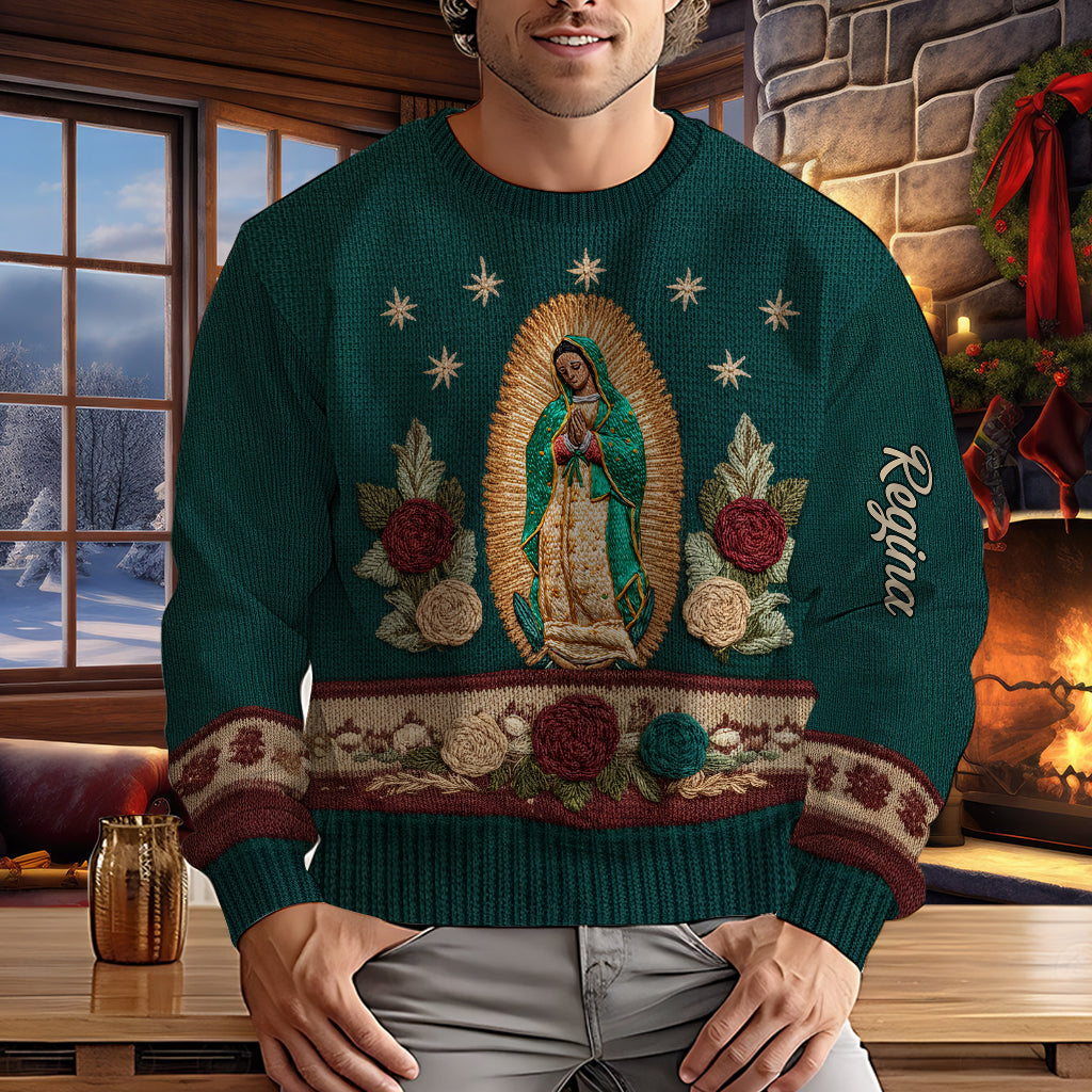 Notre-Dame de Guadalupe - Pull de Noël chrétien personnalisé