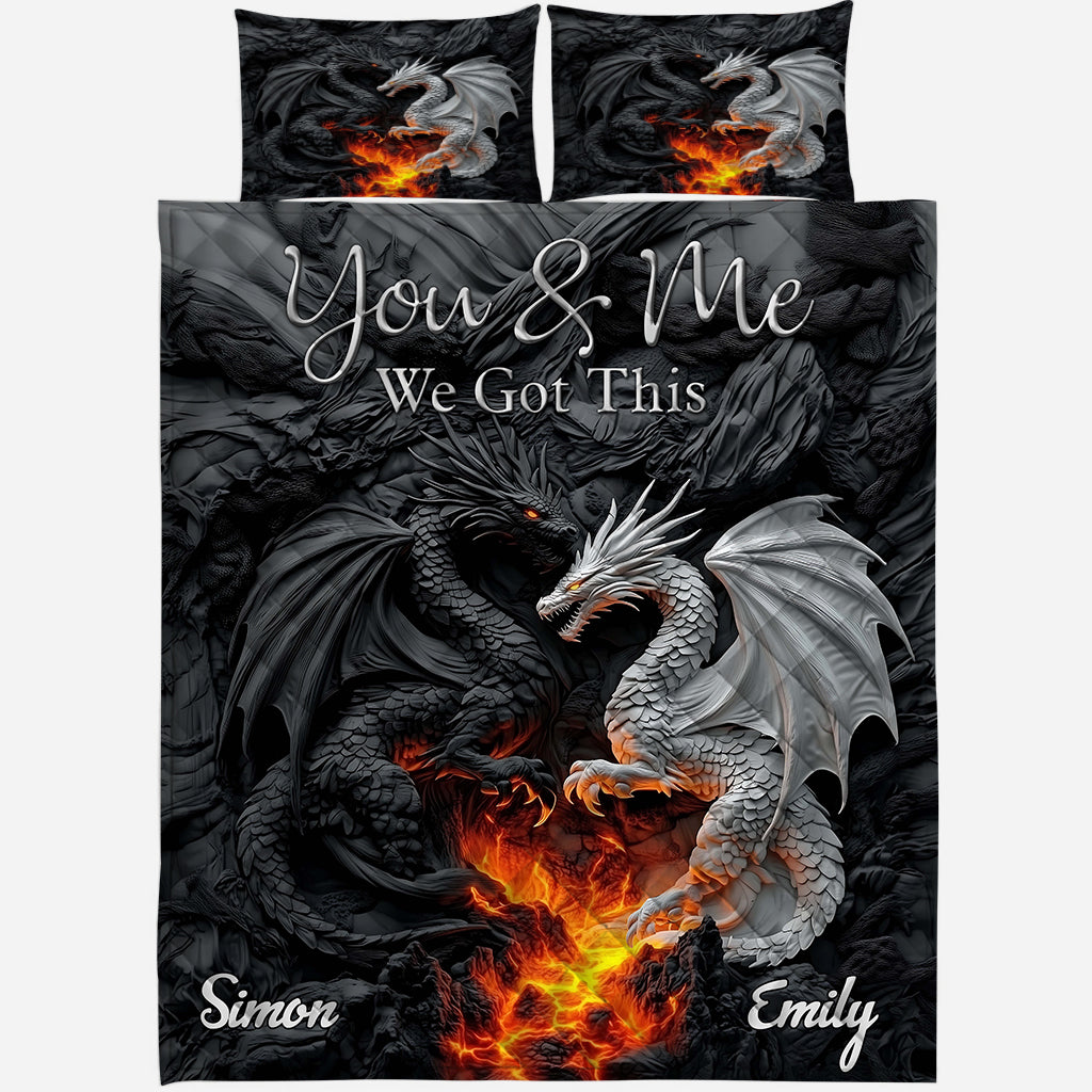 You And Me We Got This - Personalized Dragon Quilt Set