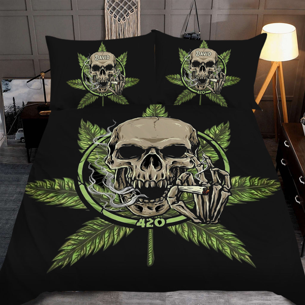 Ensemble de literie Art Skull - Ensemble de literie personnalisé sur le thème du cannabis