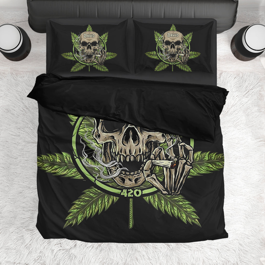 Ensemble de literie Art Skull - Ensemble de literie personnalisé sur le thème du cannabis