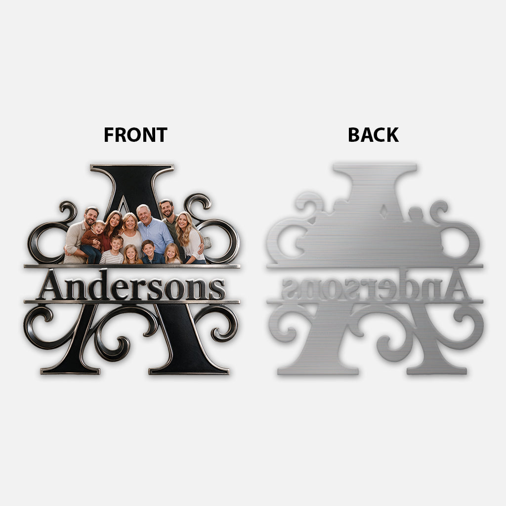 Monogramme de Portrait de Famille - Panneau en Métal Découpé Personnalisé Imprimé en 3D