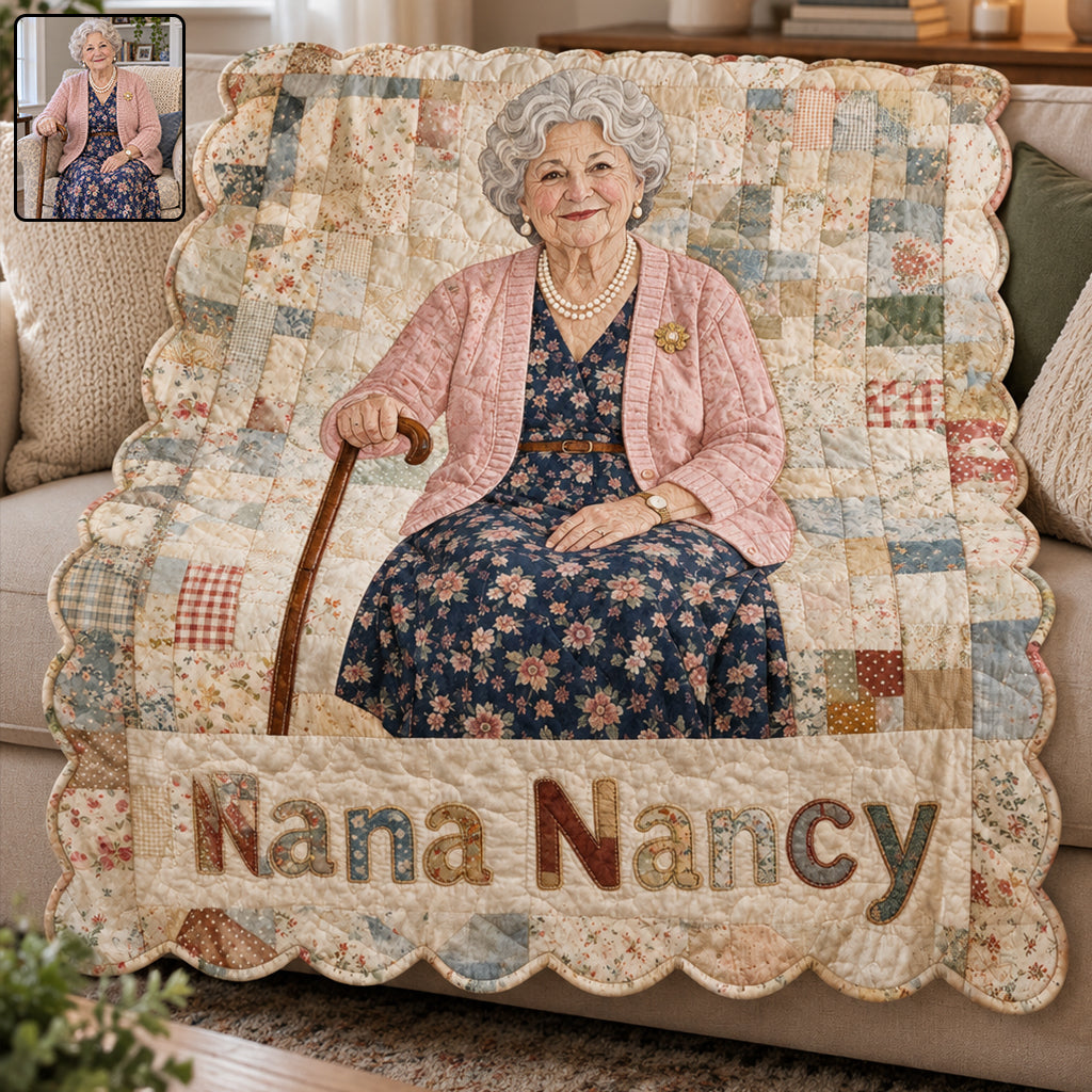 Wrapped in Your Love - Personalized Grandma Shaped Fleece Blanket