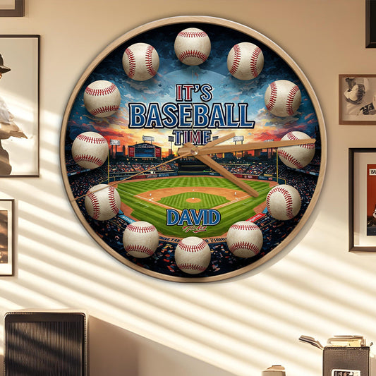 C'est l'heure du baseball ! - Horloge murale personnalisée sur le thème du baseball