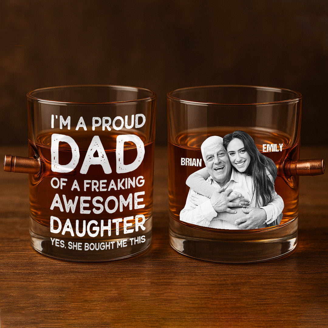 Fier papa d'une fille absolument géniale - Verre à whisky personnalisé « Bullet pour papa »