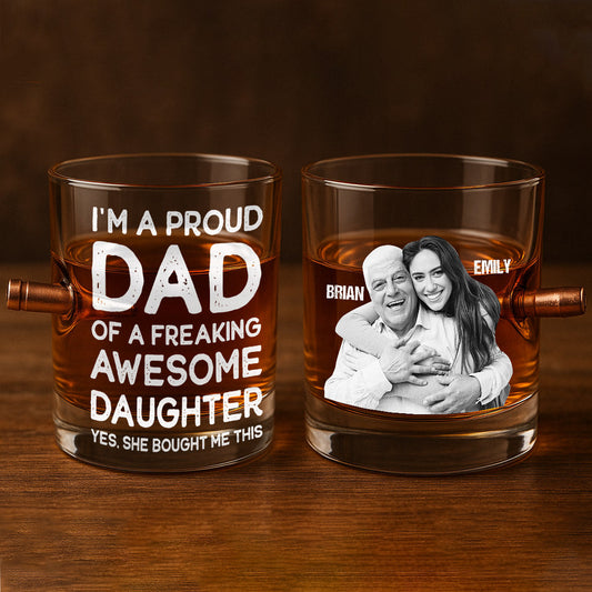 Fier papa d'une fille absolument géniale - Verre à whisky personnalisé « Bullet pour papa »