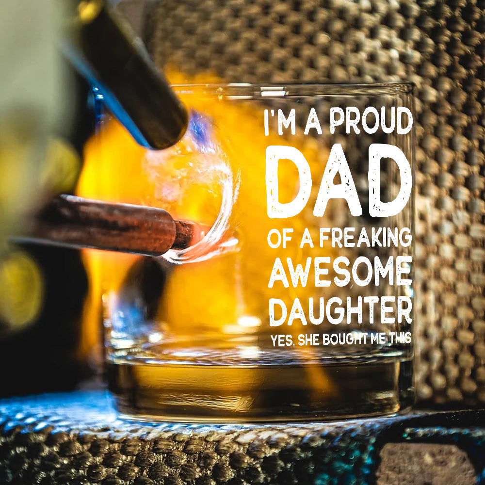 Fier papa d'une fille absolument géniale - Verre à whisky personnalisé « Bullet pour papa »