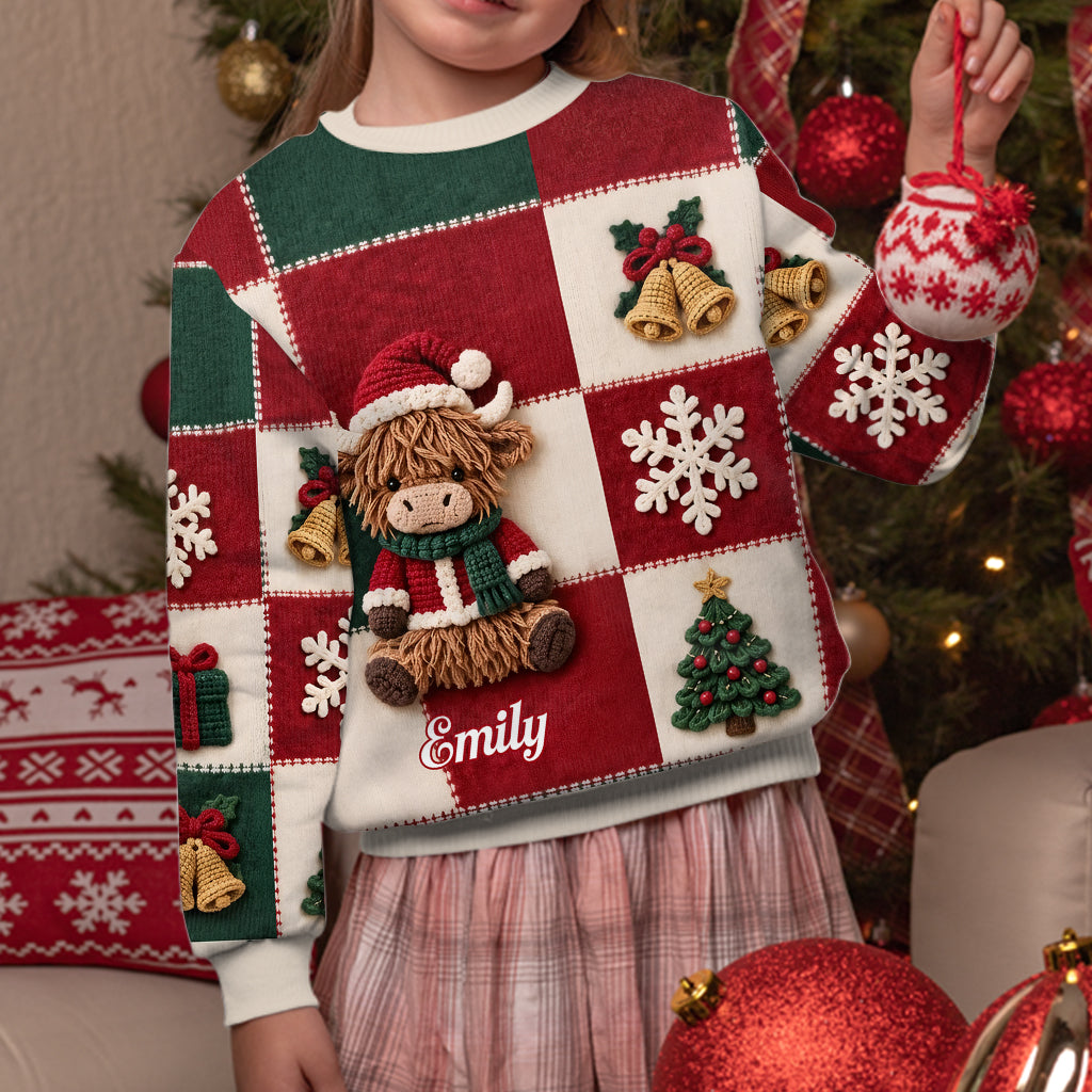 Cadeau de Noël Vache des Highlands - Pull Cardigan Personnalisé