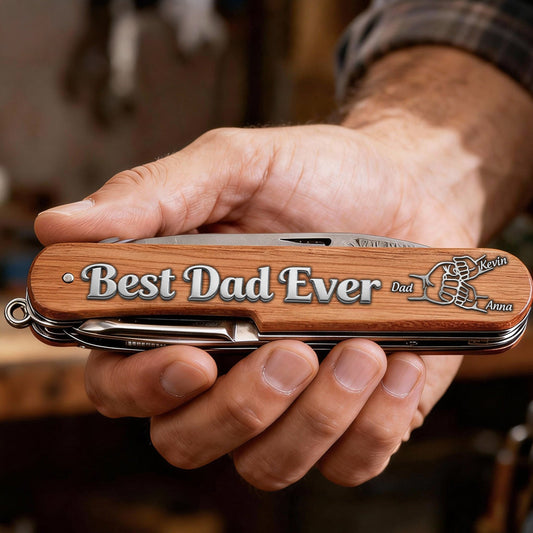 Meilleur papa du monde - Couteau de poche personnalisé pour papa - Outil multifonction 8 fonctions