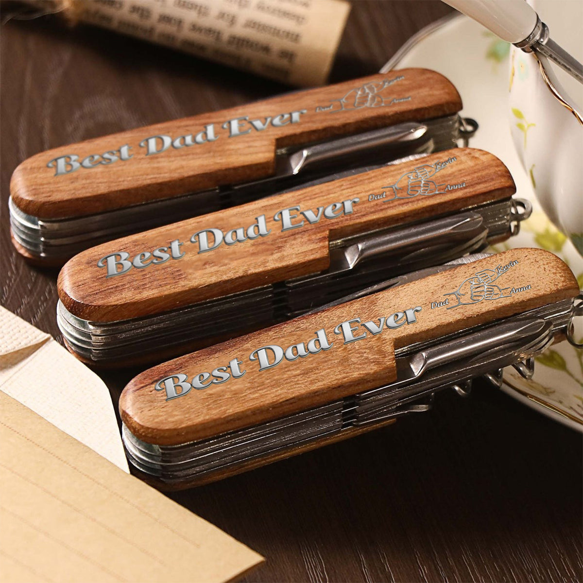 Best Dad Ever - Personalized Father Pocket Knife - 8 Function Multi-Tool