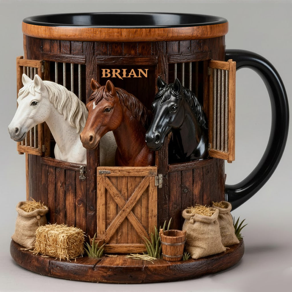 Écurie - Mug et sous-verre personnalisés avec motif cheval