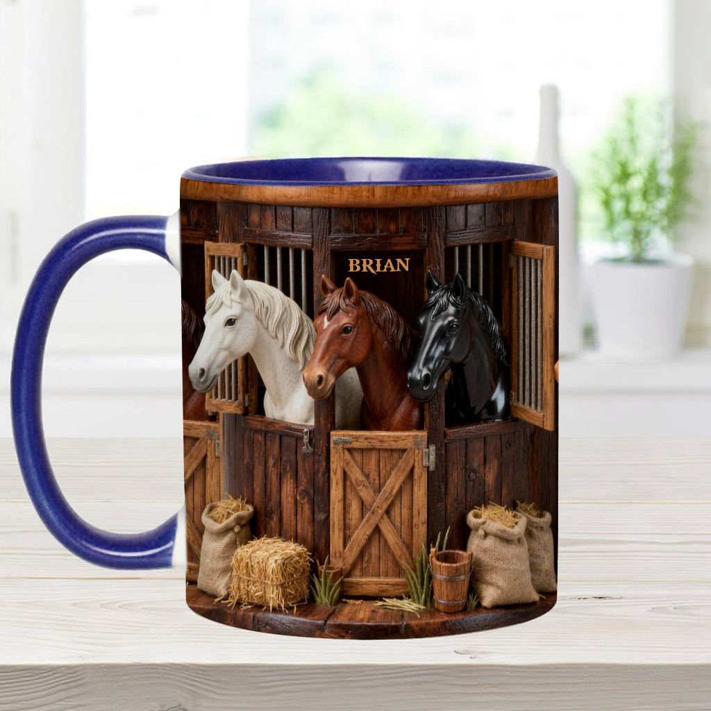 Écurie - Mug et sous-verre personnalisés avec motif cheval