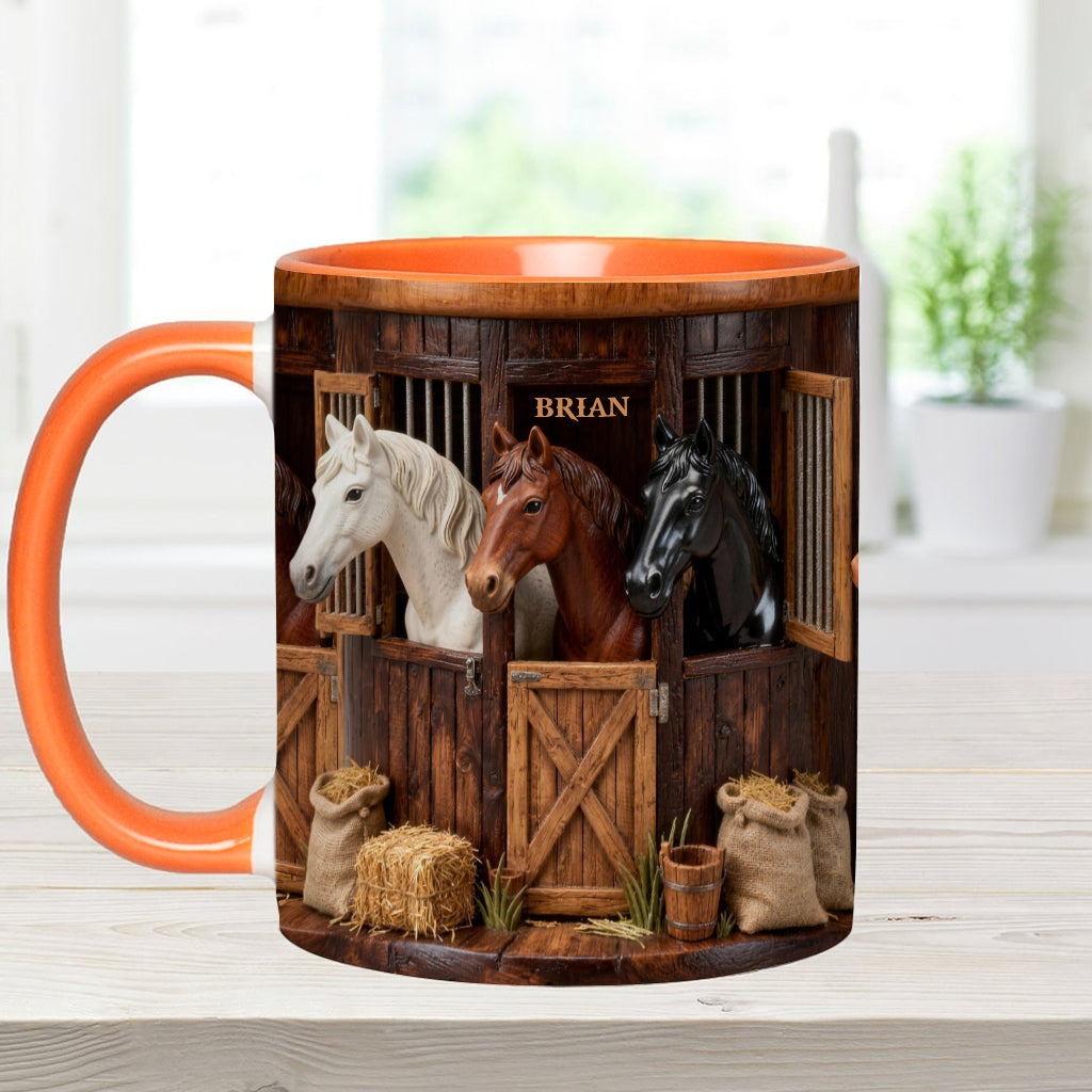 Écurie - Mug et sous-verre personnalisés avec motif cheval