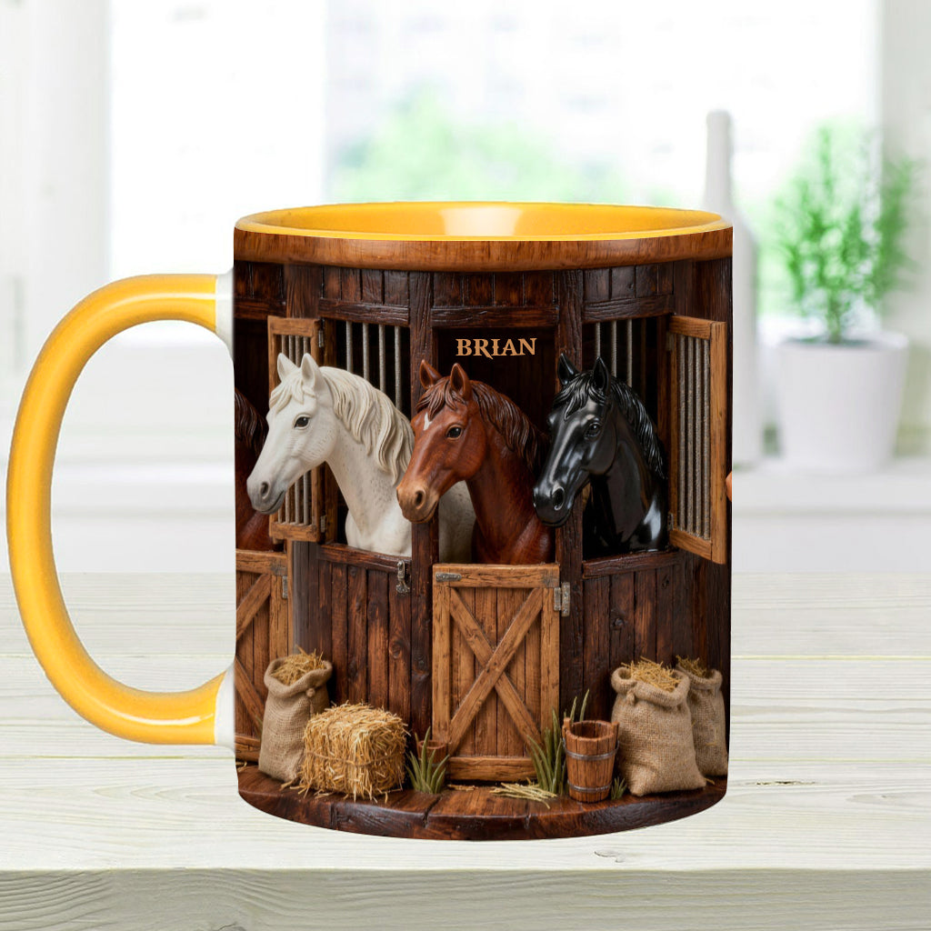 Écurie - Mug et sous-verre personnalisés avec motif cheval