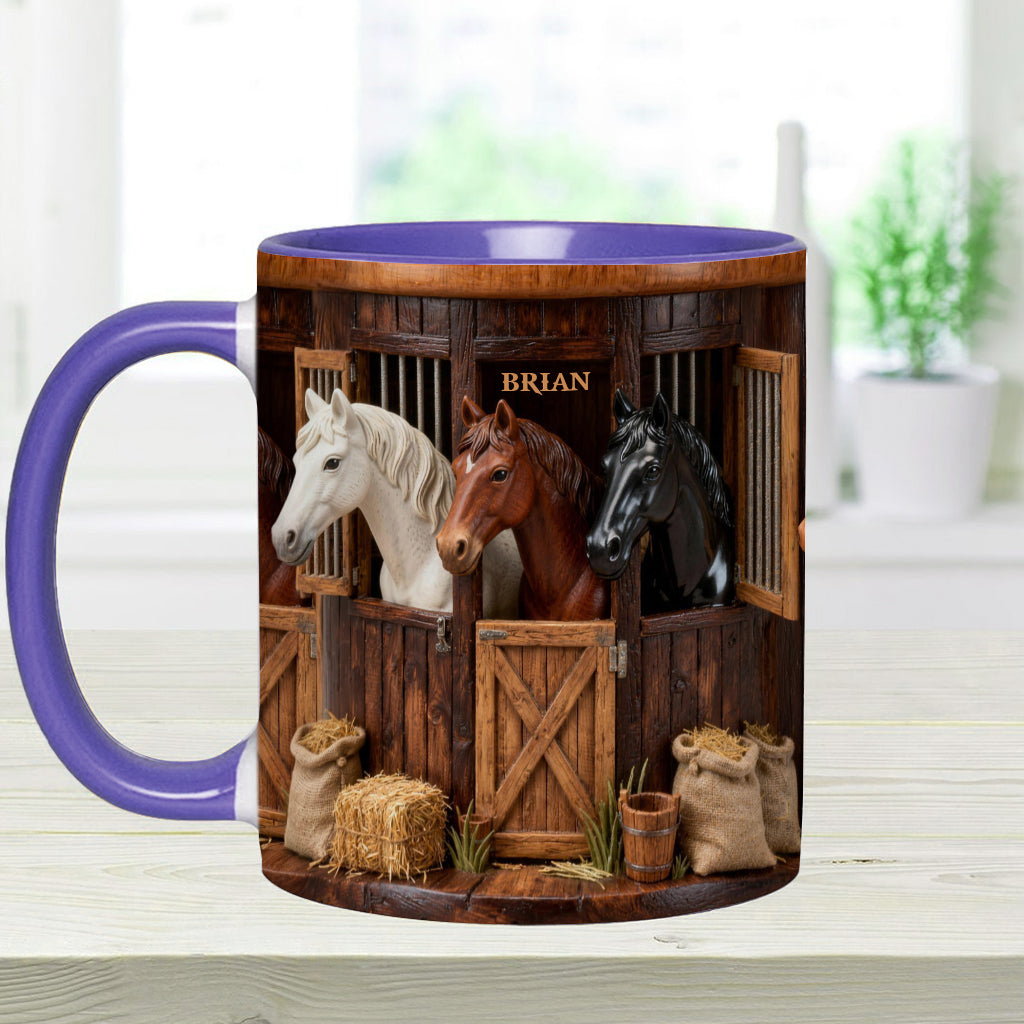 Écurie - Mug et sous-verre personnalisés avec motif cheval