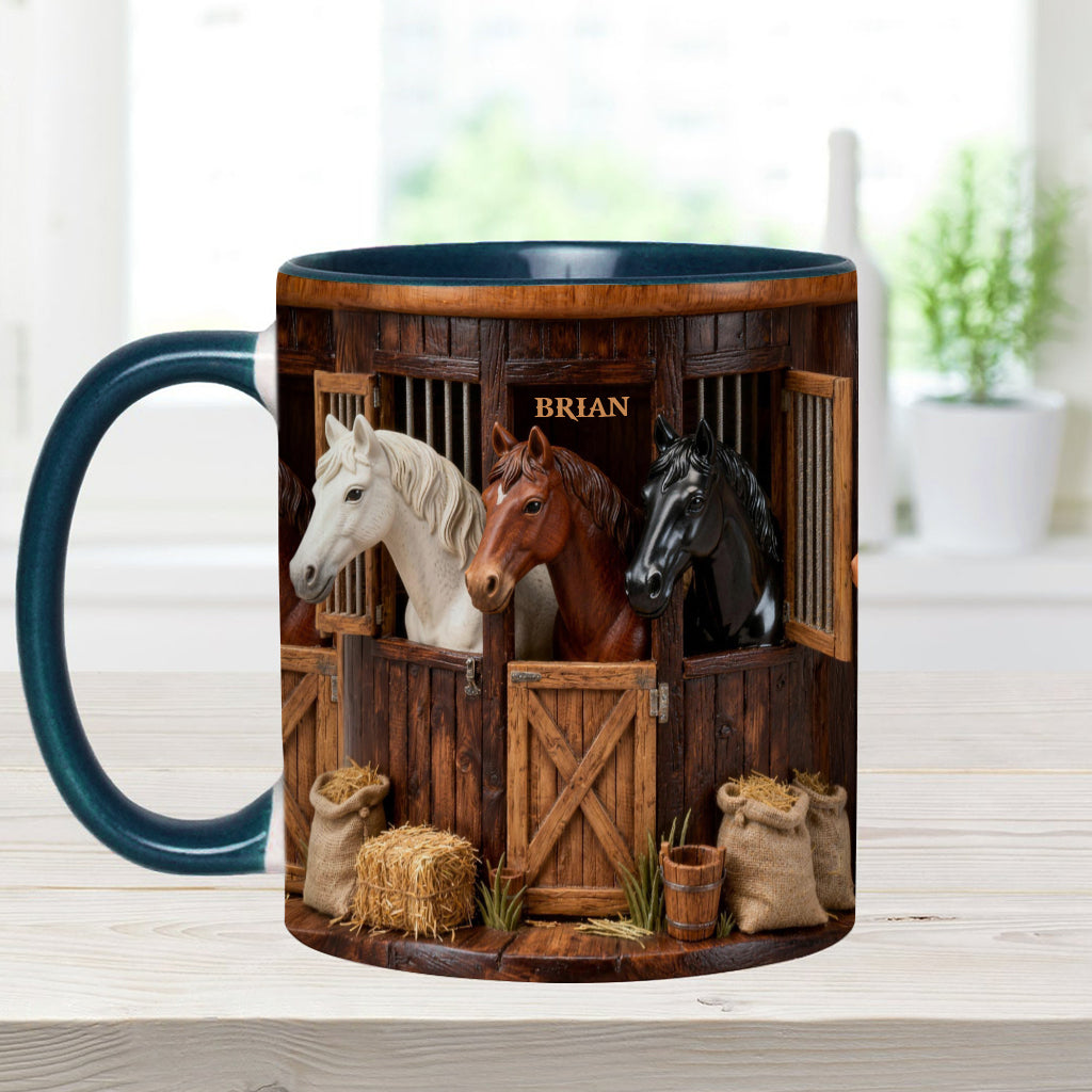 Écurie - Mug et sous-verre personnalisés avec motif cheval