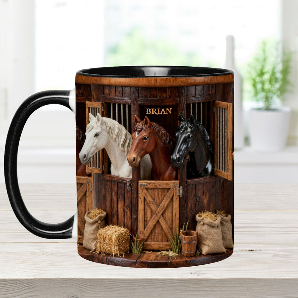 Écurie - Mug et sous-verre personnalisés avec motif cheval