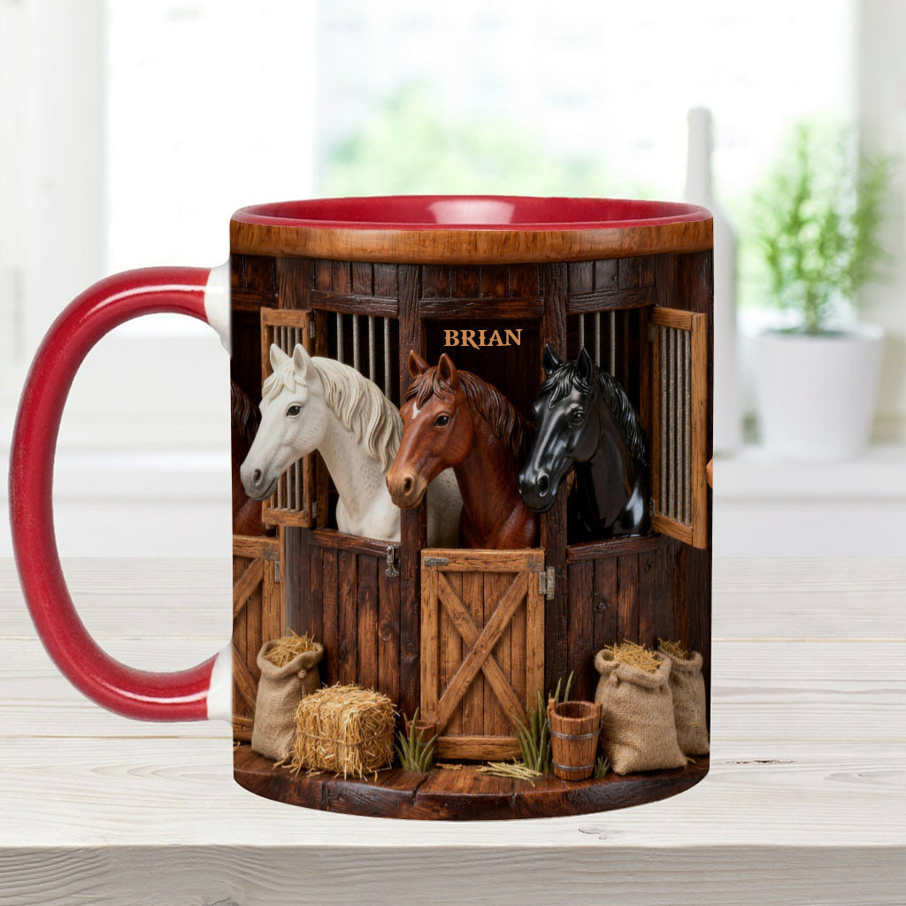Écurie - Mug et sous-verre personnalisés avec motif cheval