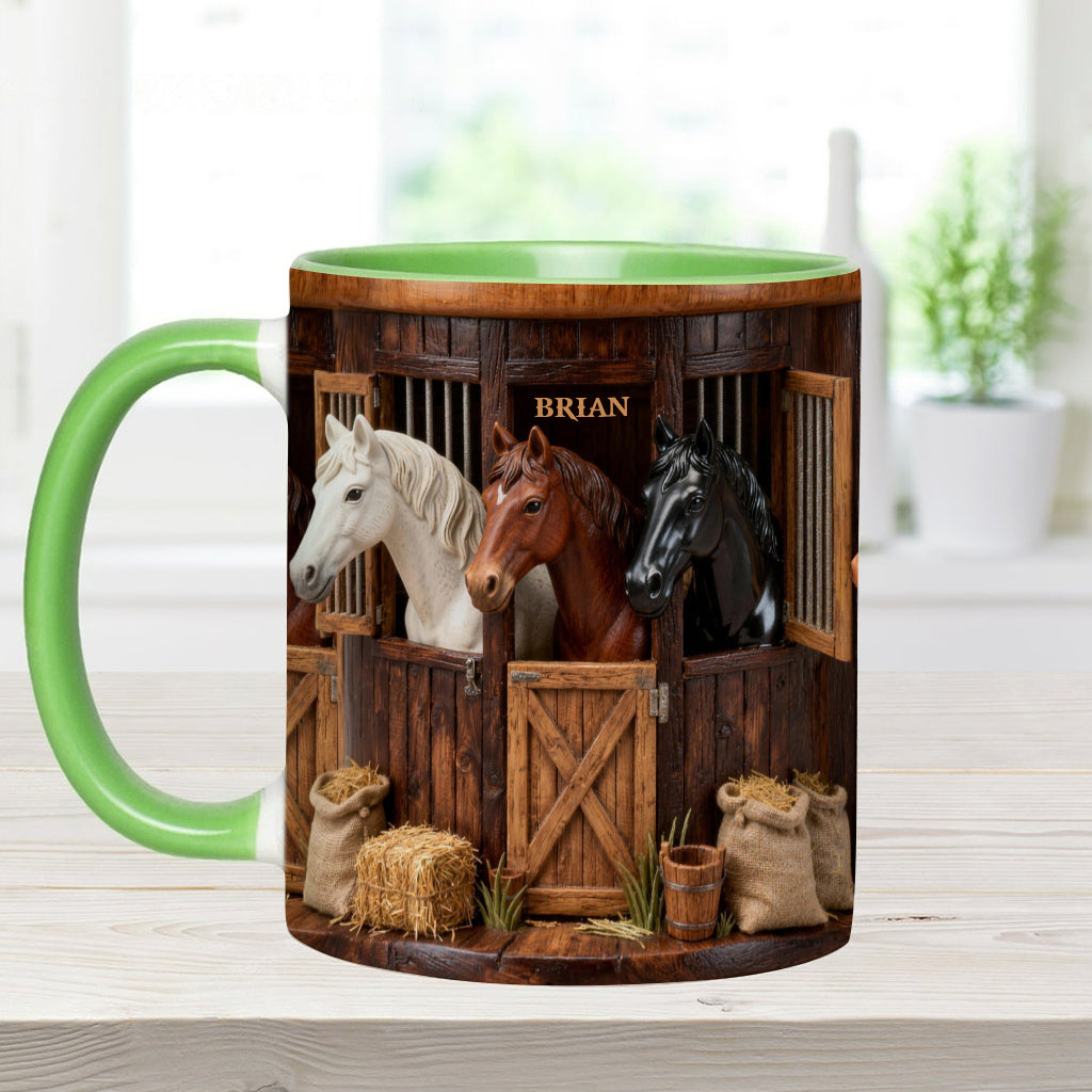 Écurie - Mug et sous-verre personnalisés avec motif cheval