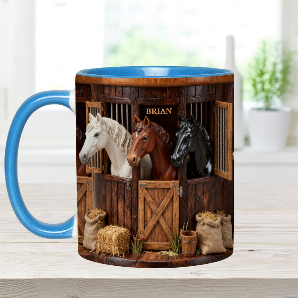 Écurie - Mug et sous-verre personnalisés avec motif cheval