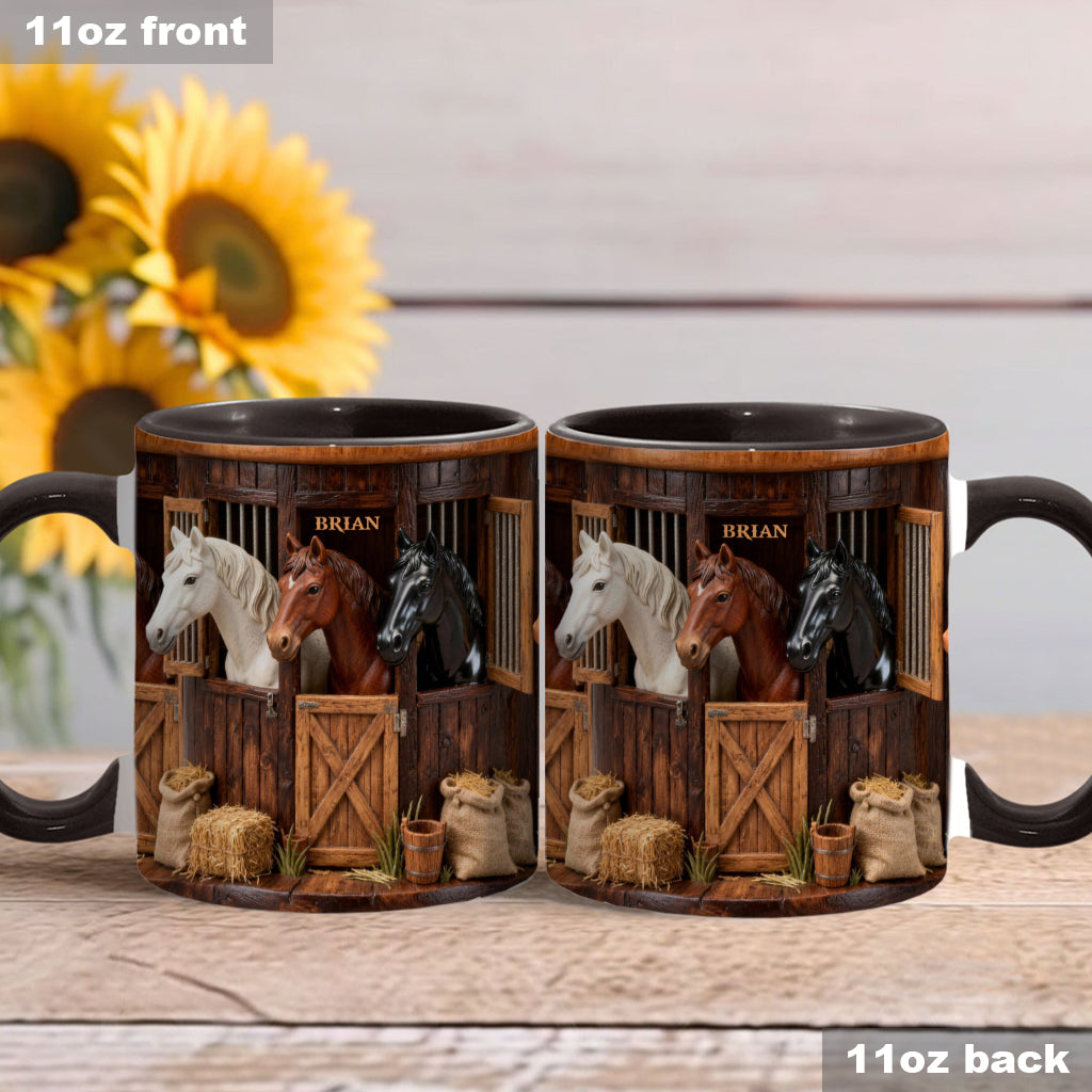 Écurie - Mug et sous-verre personnalisés avec motif cheval
