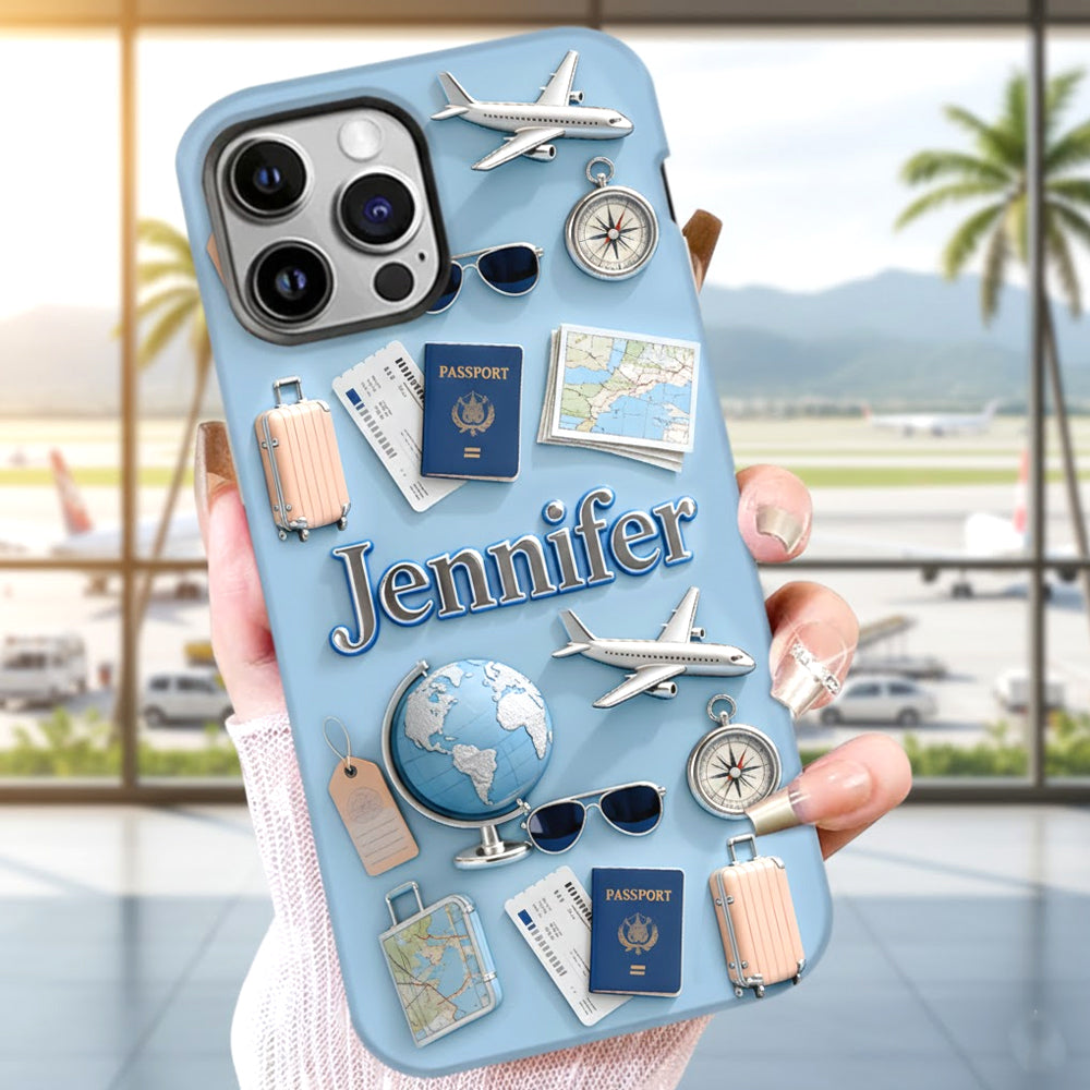 Une fille qui adore voyager - Coque de téléphone personnalisée avec impression intégrale sur le thème du voyage