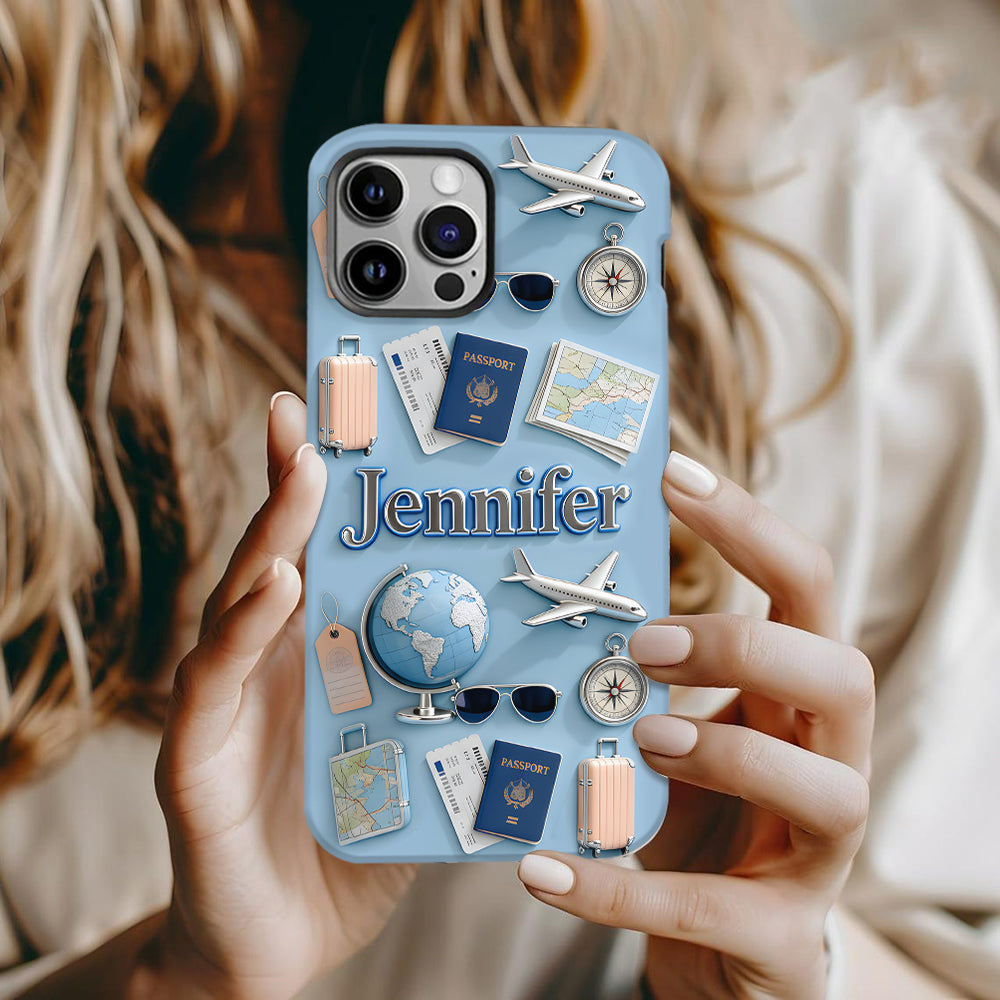 Une fille qui adore voyager - Coque de téléphone personnalisée avec impression intégrale sur le thème du voyage