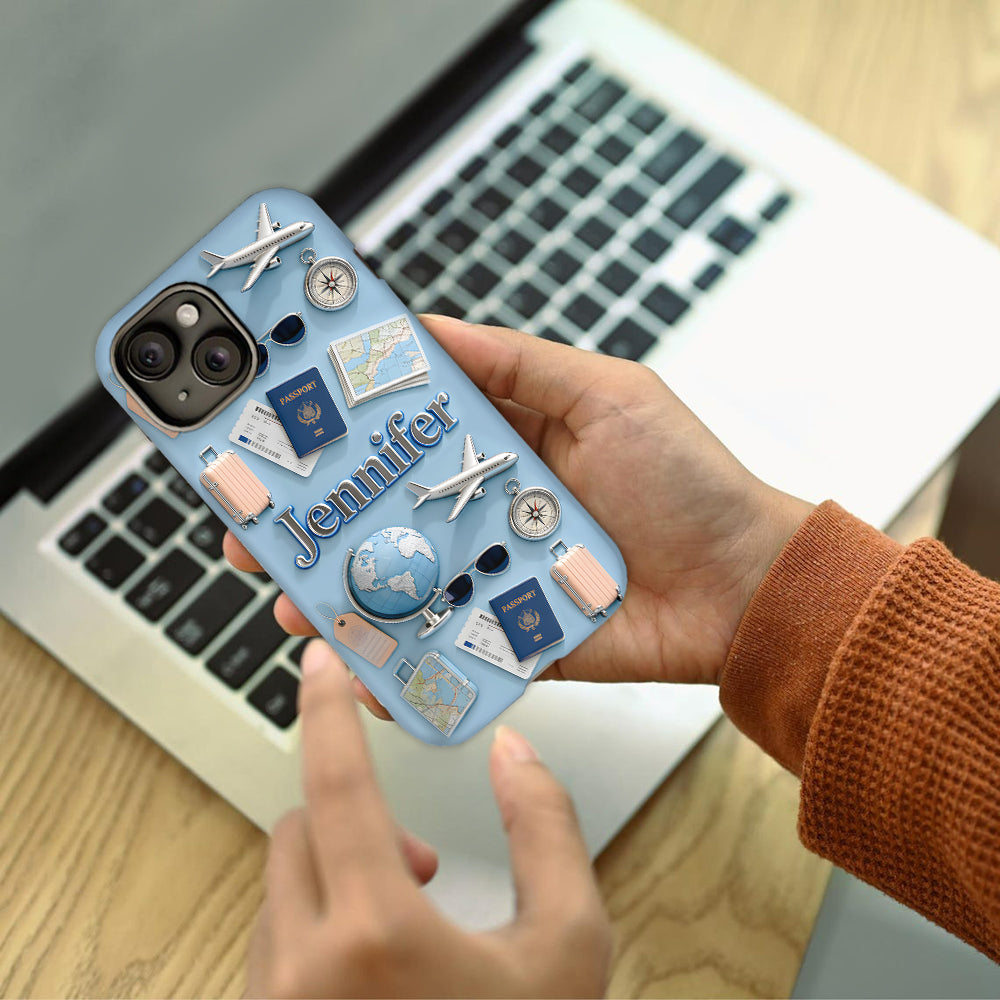 Une fille qui adore voyager - Coque de téléphone personnalisée avec impression intégrale sur le thème du voyage
