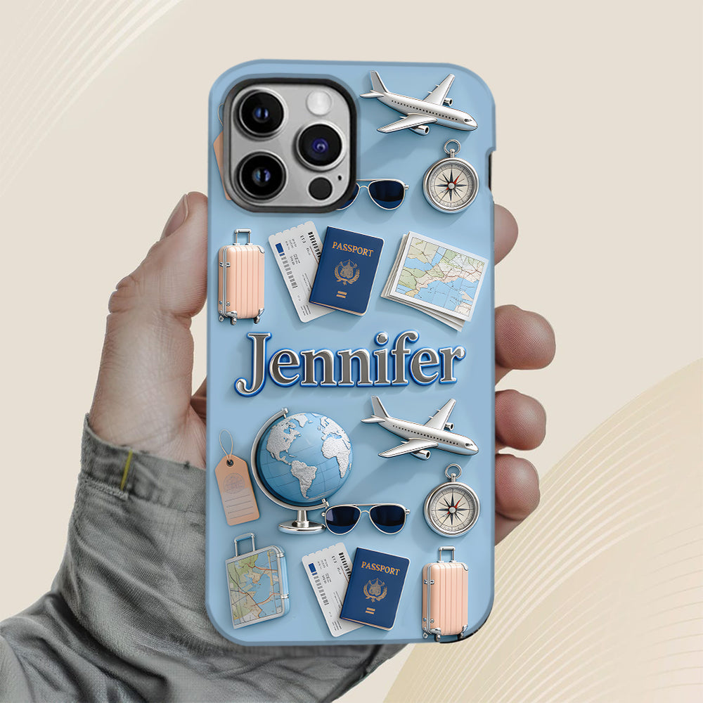 Une fille qui adore voyager - Coque de téléphone personnalisée avec impression intégrale sur le thème du voyage