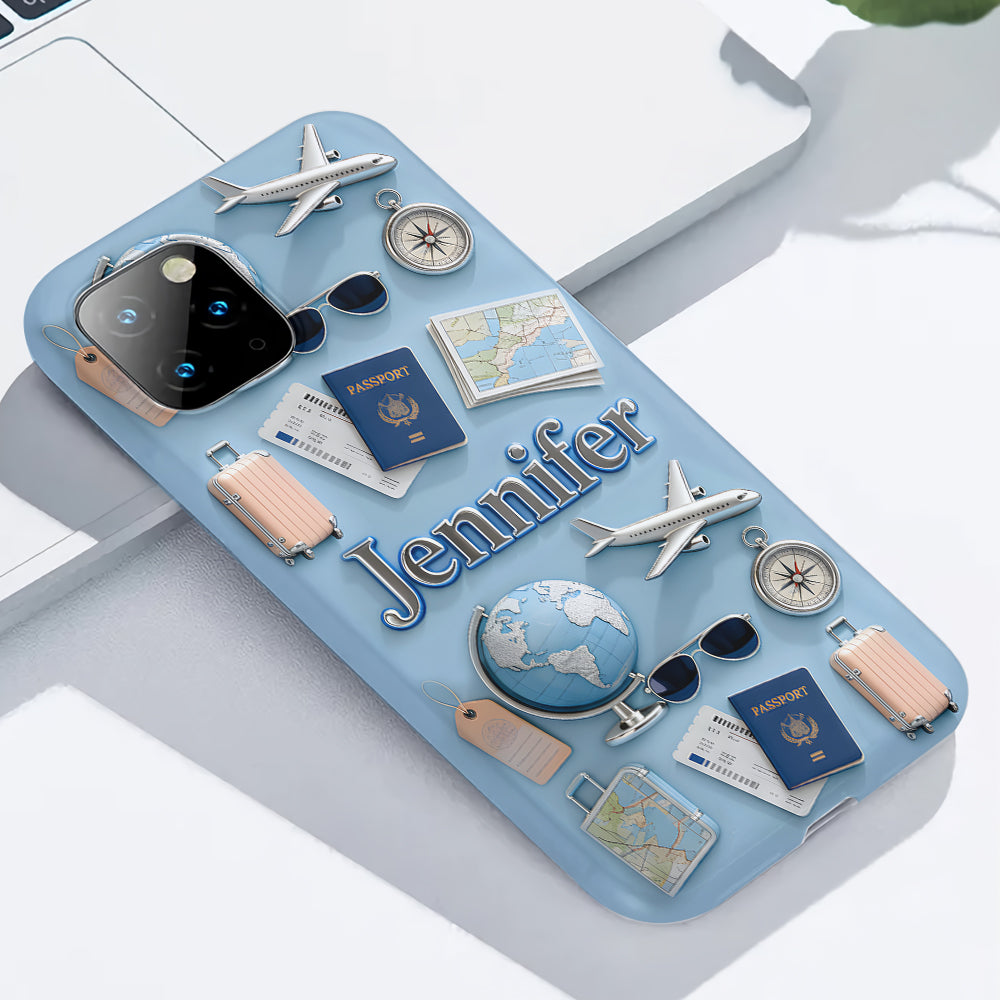 Une fille qui adore voyager - Coque de téléphone personnalisée avec impression intégrale sur le thème du voyage