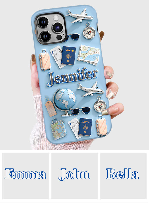 Une fille qui adore voyager - Coque de téléphone personnalisée avec impression intégrale sur le thème du voyage