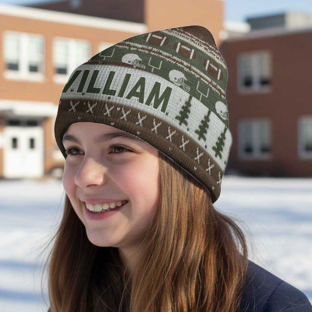 Bonnet d'hiver Touchdown Style - Bonnet de football personnalisé