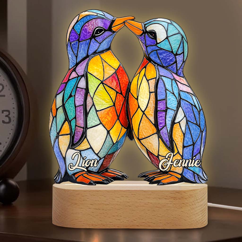 You Are My Penguin - Personalized Penguin Lover Shaped Plaque Light Base