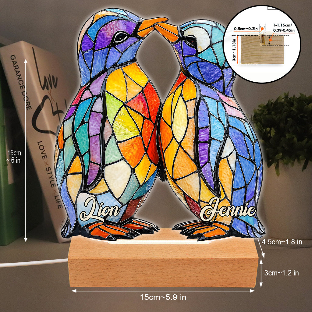 You Are My Penguin - Personalized Penguin Lover Shaped Plaque Light Base